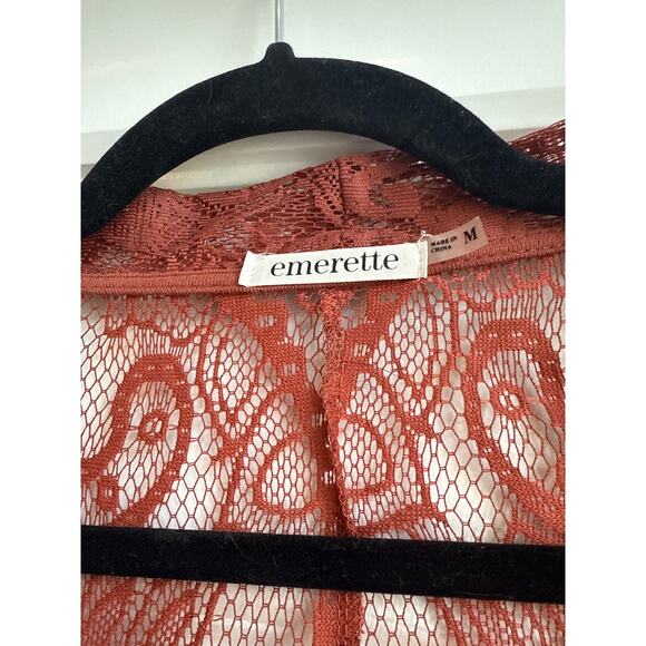 emerette Dusty Rose Pink Lace Open Front Kimono Cardigan with Long Fringe - Picture 5 of 7